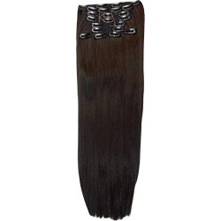 Kis Beautiful Ud1 Straight Clip-in Hair Extension Set (22 Pcs Clips) With Natural Brown Color 100% Human Hair Blend